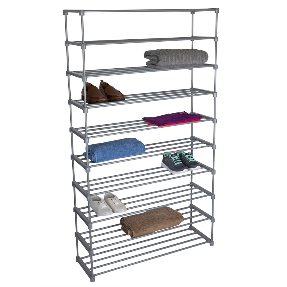 Shop Home Basics 10 Tier 50 Pair Multi Purpose Plastic And Metal Shoe Rack Overstock 22580657