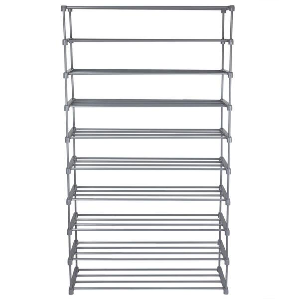 Shop Home Basics 10 Tier 50 Pair Multi Purpose Plastic And Metal Shoe Rack Overstock 22580657