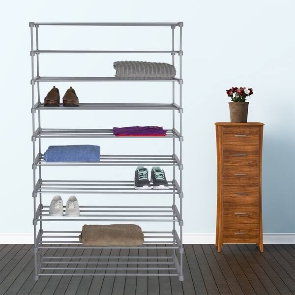 Shop Home Basics 10 Tier 50 Pair Multi Purpose Plastic And Metal Shoe Rack Overstock 22580657