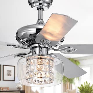 Cayten 5-Blade 52-Inch Chrome Lighted Ceiling Fans with Crystal Shade (Remote Controlled)