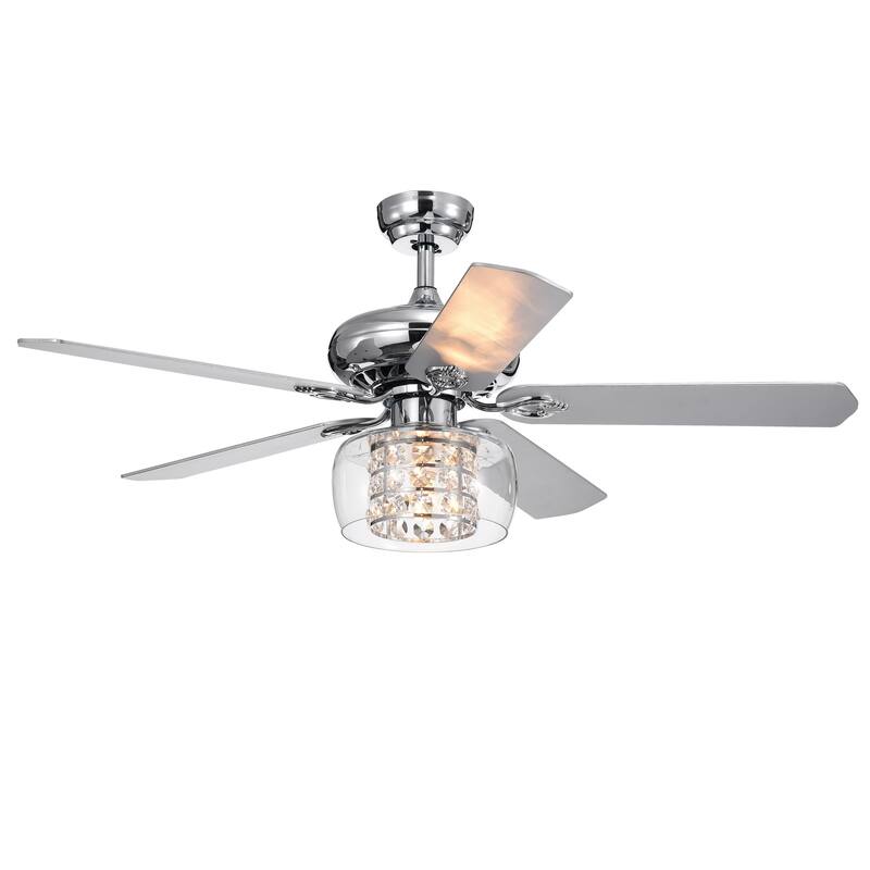 Cayten 5-Blade 52-Inch Chrome Lighted Ceiling Fans with Crystal Shade (Remote Controlled)