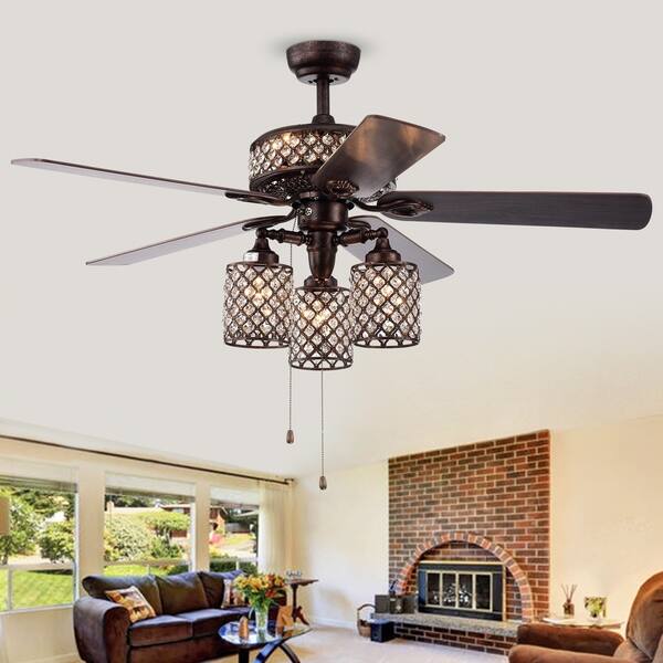 Shop Pristil 5 Blade 52 Inch Rustic Bronze Lighted Ceiling Fans