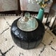 preview thumbnail 3 of 1, The Curated Nomad Aptos Moroccan Black Pouf Leather Ottoman