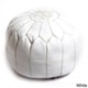 preview thumbnail 15 of 14, The Curated Nomad Aptos Handmade Moroccan Leather Pouf Authentic Ottoman White