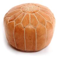 The Curated Nomad Aptos Handmade Moroccan Leather Pouf Authentic Ottoman