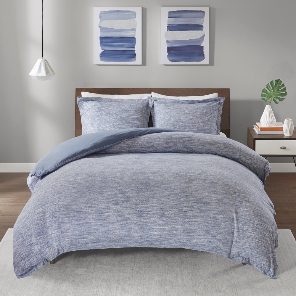 Urban HabitatUrban Habitat Space Dyed Melange Cotton Jersey Knit Duvet Cover Set (Grey Twin