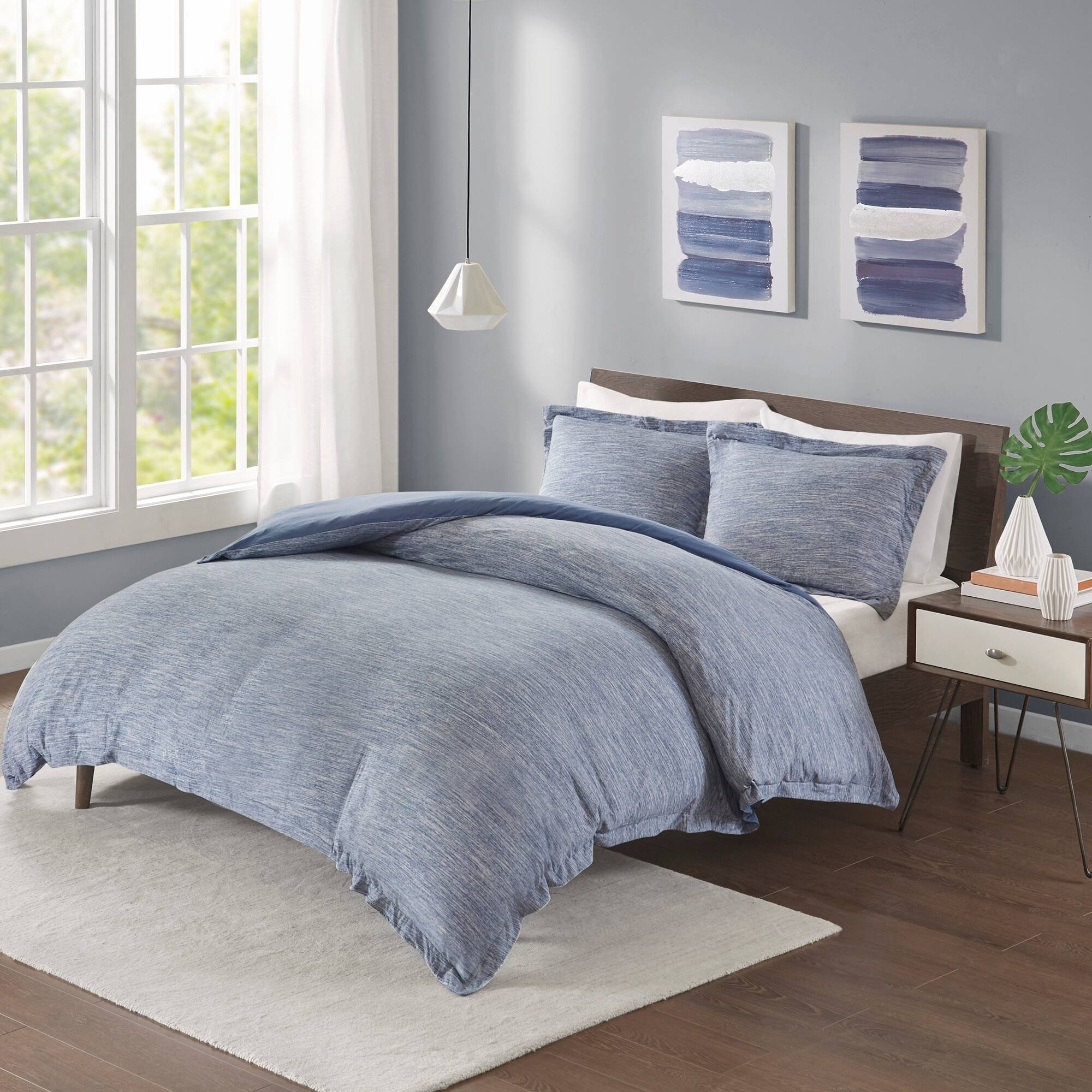 urban habitat space dyed melange cotton jersey knit comforter se