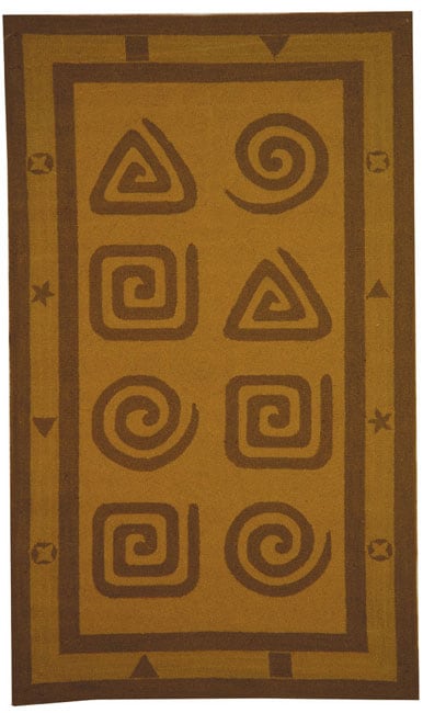 Hand hooked Geo Beige Wool Rug (29 X 49)