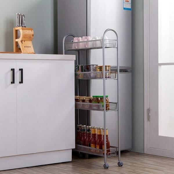 Shop Js Home 4 Tier Slim Storage Cart Rolling Kitchen Cart