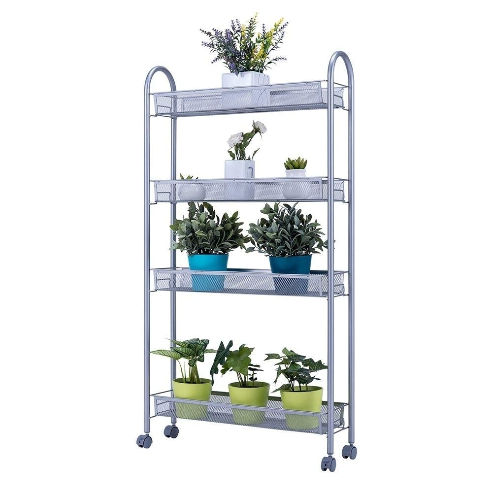 Shop Js Home 4 Tier Slim Storage Cart Rolling Kitchen Cart