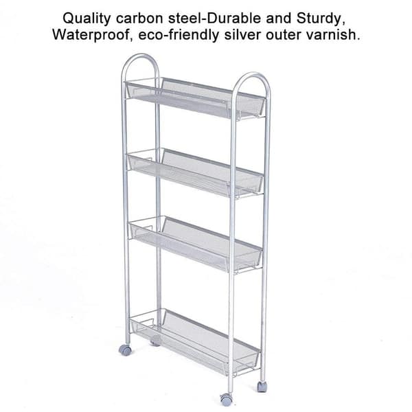 Shop Js Home 4 Tier Slim Storage Cart Rolling Kitchen Cart