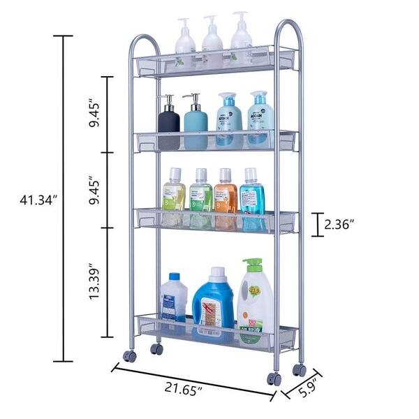 Js Home 4 Tier Slim Storage Cart Rolling Kitchen Slim Storage Cart Rolling Kitchen