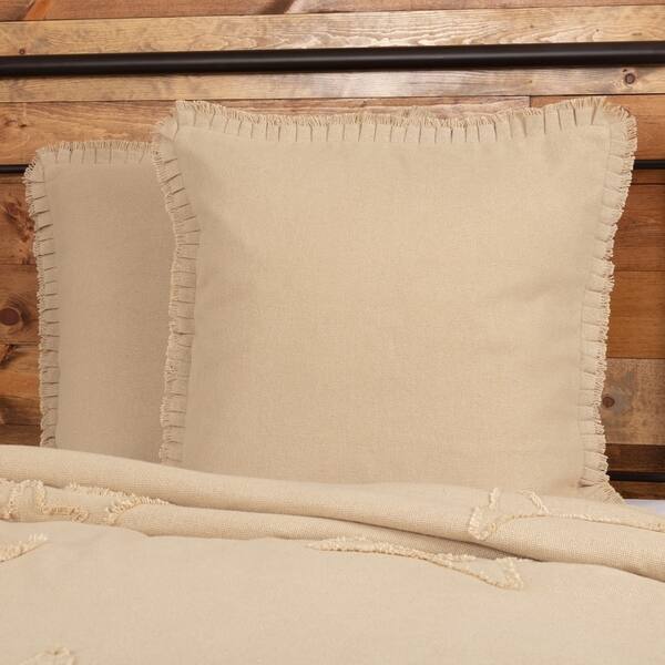 Shop Burlap Vintage Fabric Euro Sham W Fringed Ruffle 26x26