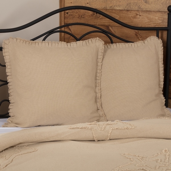 Vhc Antique Creme White Farmhouse French Country Bedding Burlap Vhc Antique Creme White Farmhouse French Country Bedding Burlap Vintage Fringed Ruffle Solid Euro Sham