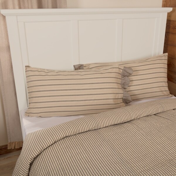 VHC Dark Creme White Farmhouse Country Bedding Sawyer Mill Striped Pillow Case Set of 2