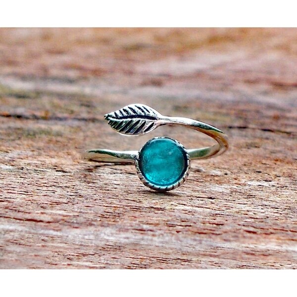 Recycled Vintage Mason Jar Sterling Silver Botanical Leaf Ring