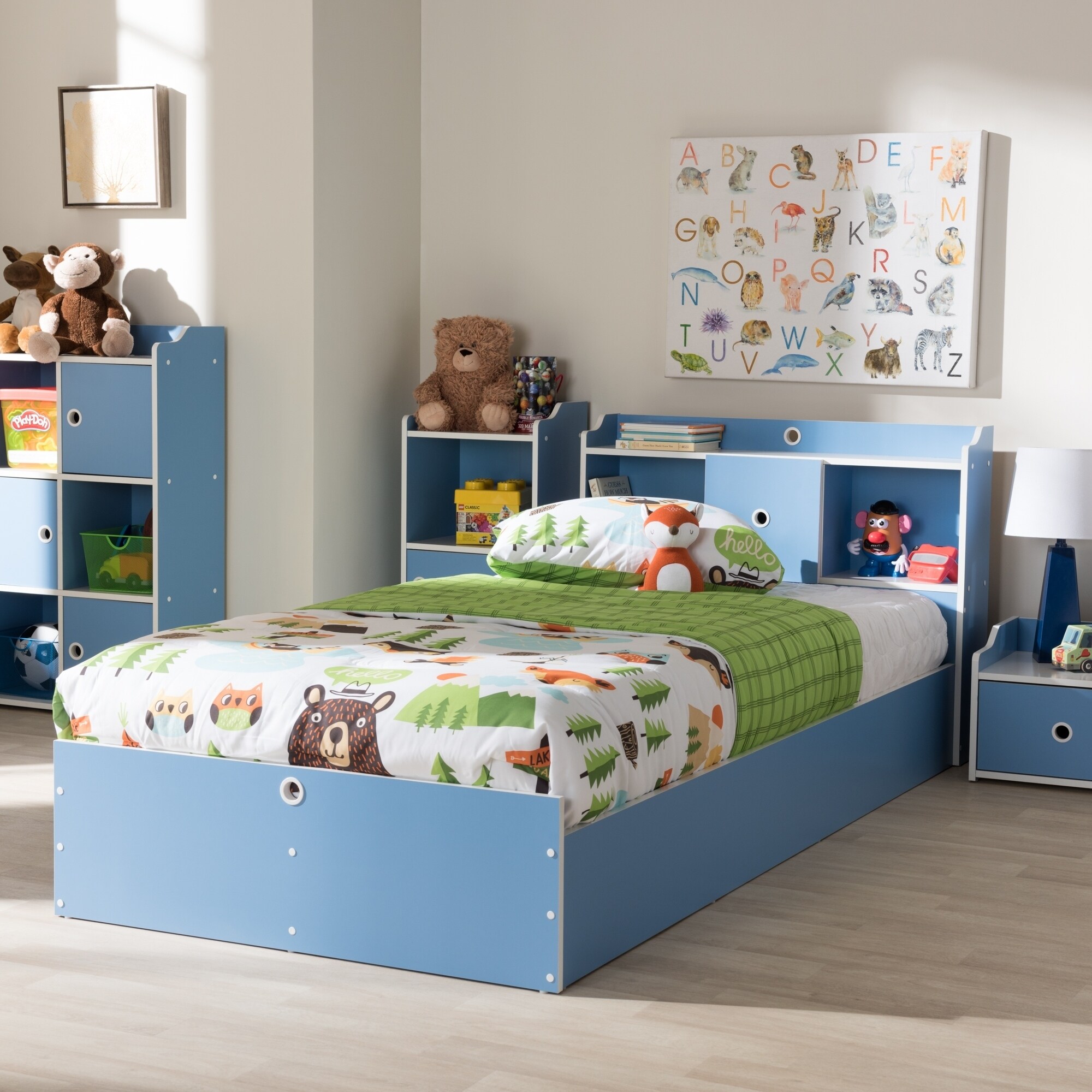 blue twin size bed