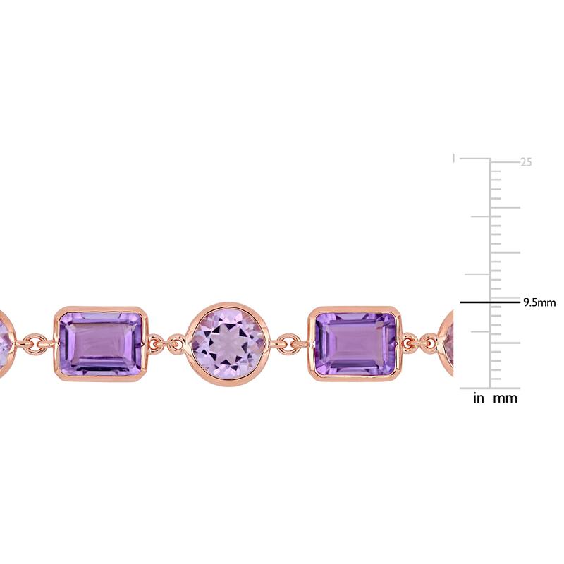 Miadora Rose Plated Sterling Silver Rose de France and Amethyst Link Necklace