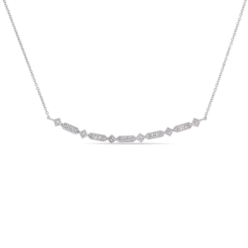 Miadora 10k White Gold Diamond Children's Multi-Shape Stationed Bar Necklace
