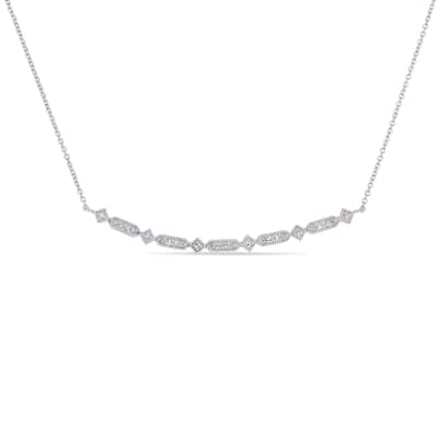 Miadora 10k White Gold Diamond Children's Multi-Shape Stationed Bar Necklace