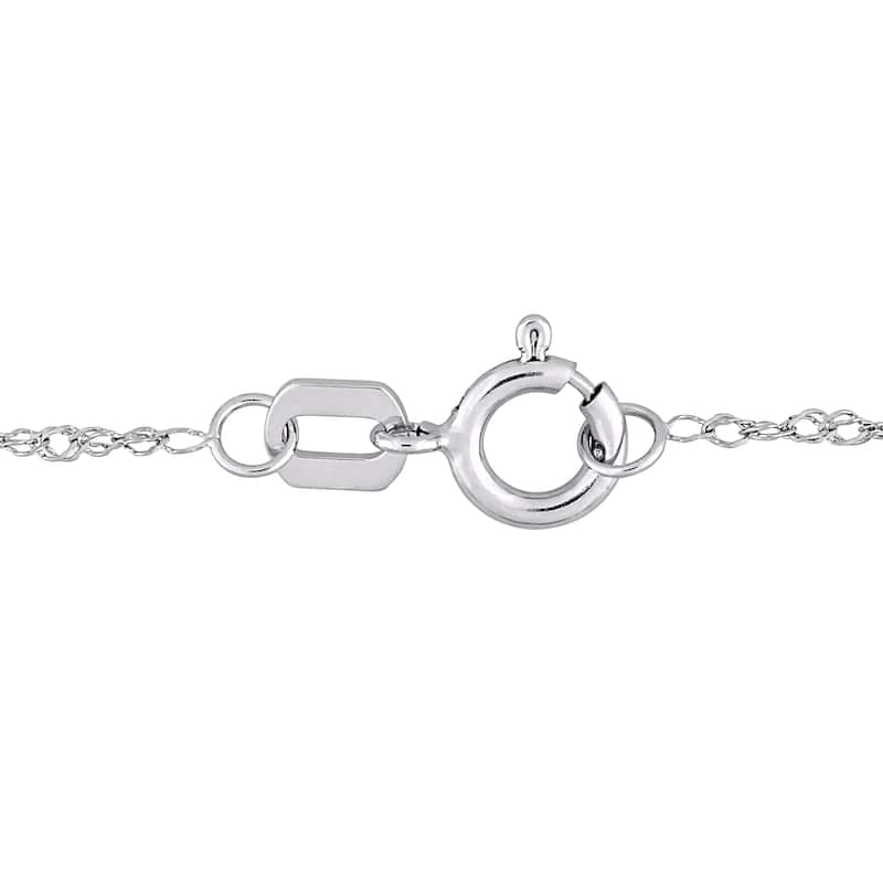 Miadora 10k White Gold Sky Blue Topaz Created White Sapphire and Diamond Station Necklace