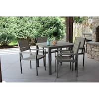 5pc Grey Aluminum and Grey Wood Dining Set