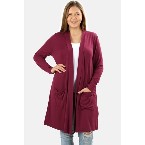 JED Women's Plus Size Soft Knit Long Sleeve Cardigan