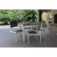 5pc White Aluminum and Gray Wood Dining Set