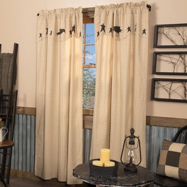 Shop Tan Primitive Curtains Vhc Kettle Grove Crow And Star Panel