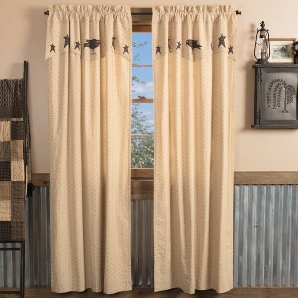 Shop Tan Primitive Curtains Vhc Kettle Grove Crow And Star Panel