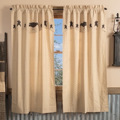 Kettle Grove Crow and Star Panel Pair Rod Pocket Cotton Appliqued - Short Panel 63x36