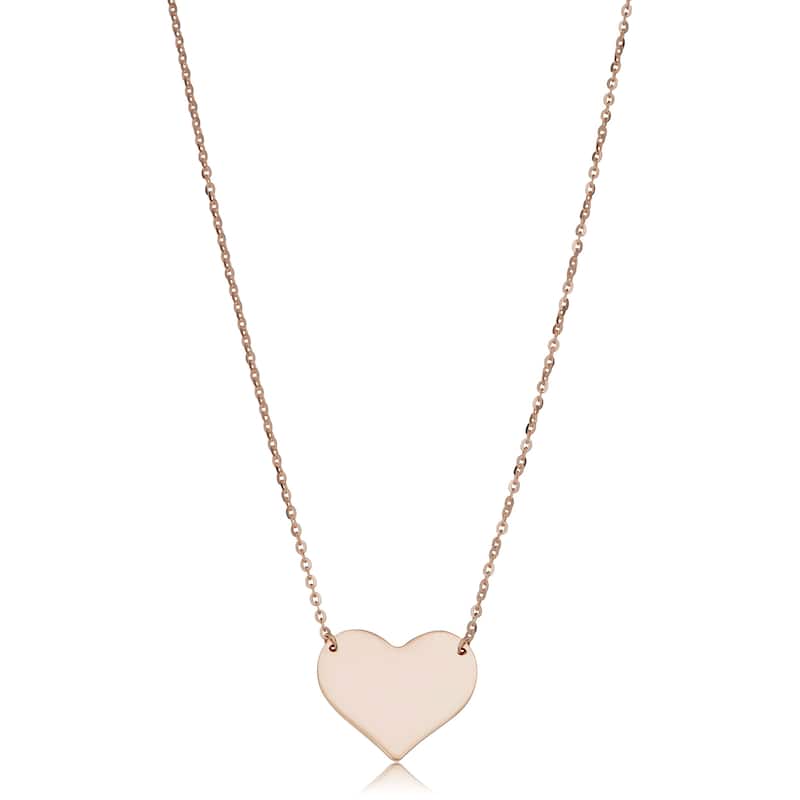 10k Gold Heart Necklace (yellow, white or rose ; 18 inches) - Rose