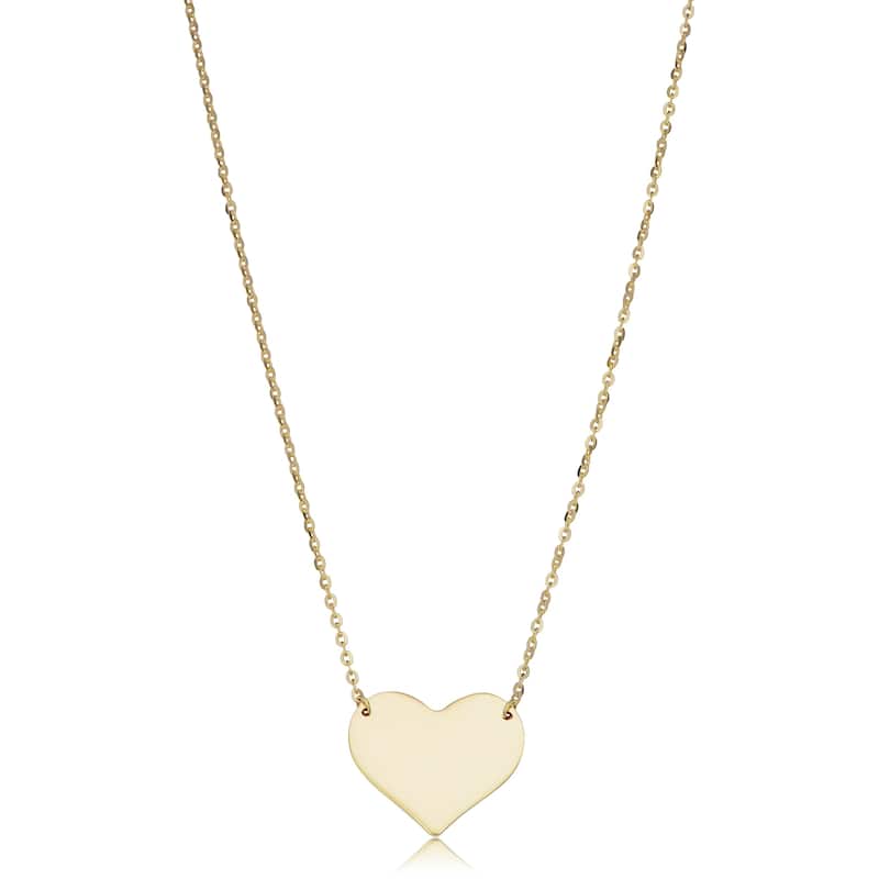 10k Gold Heart Necklace (yellow, white or rose ; 18 inches) - Yellow