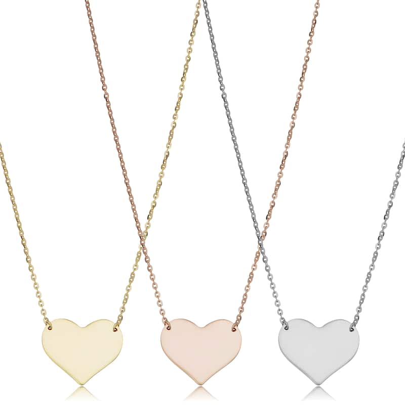 10k Gold Heart Necklace (yellow, white or rose ; 18 inches)