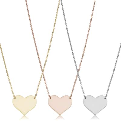 10k Gold Heart Necklace (yellow, white or rose ; 18 inches)