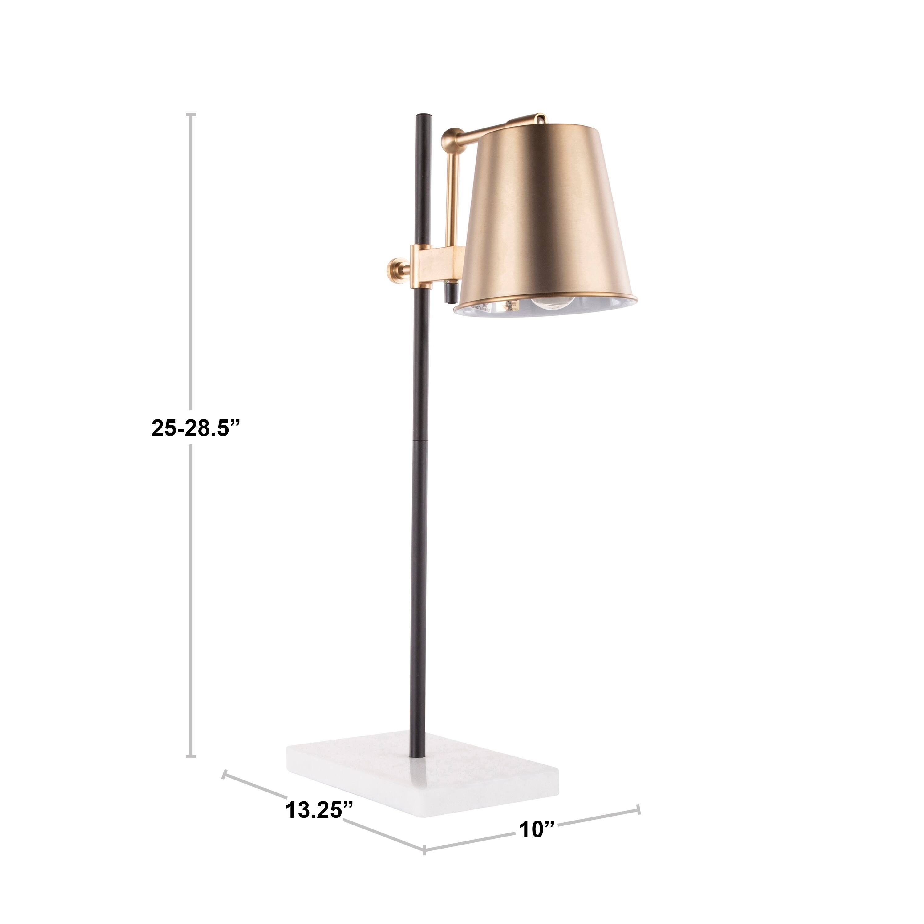 Carbon Loft Aleida Adjustable Metal Table Lamp With Marble Base - Bed 