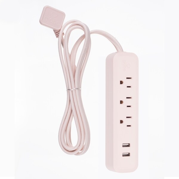 Globe Electric Designer Series 6-ft 3-Outlet Rose Quartz USB Surge Protector Power Strip,78257