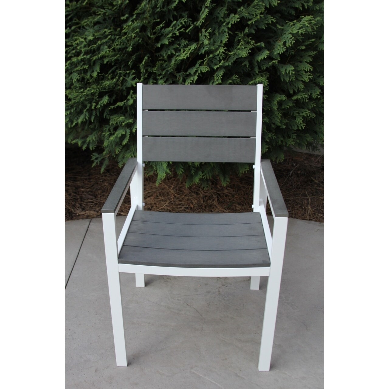 Single Outdoor Patio Chair With White Aluminum Frame And Gray Wood Today