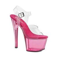 pleaser tinted pvc platform clear pink sandal flamingo ankle strap