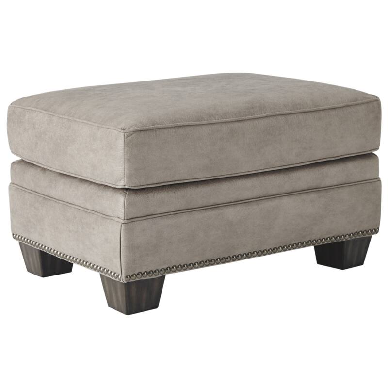 Olsberg Traditional Steel Gray Ottoman with Nailhead Trim