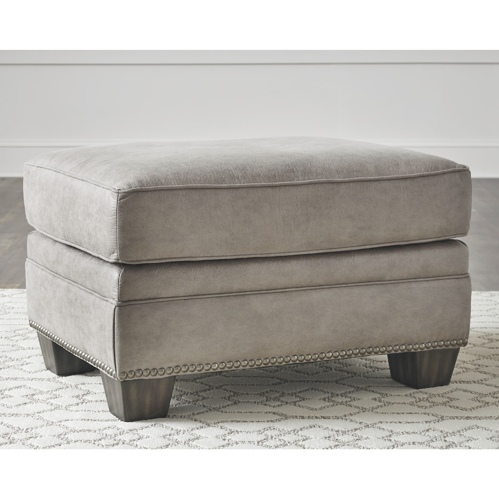 Olsberg Traditional Steel Gray Ottoman with Nailhead Trim