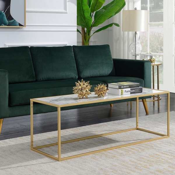 Convenience Concepts Gold Coast White Faux Marble Top Rectangle Convenience Concepts Gold Coast White Faux Marble Top Rectangle Coffee Table
