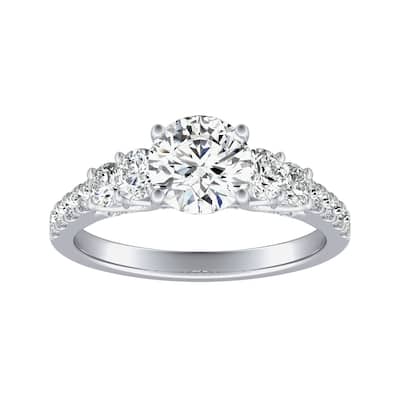 Auriya 1 1/2ct Moissanite and 5-Stone Diamond Engagement Ring 3/4ctw 14K Gold