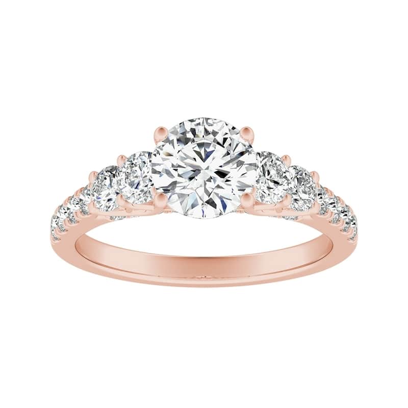 Auriya 1 1/2ct Moissanite and 5-Stone Diamond Engagement Ring 3/4ctw 14K Gold