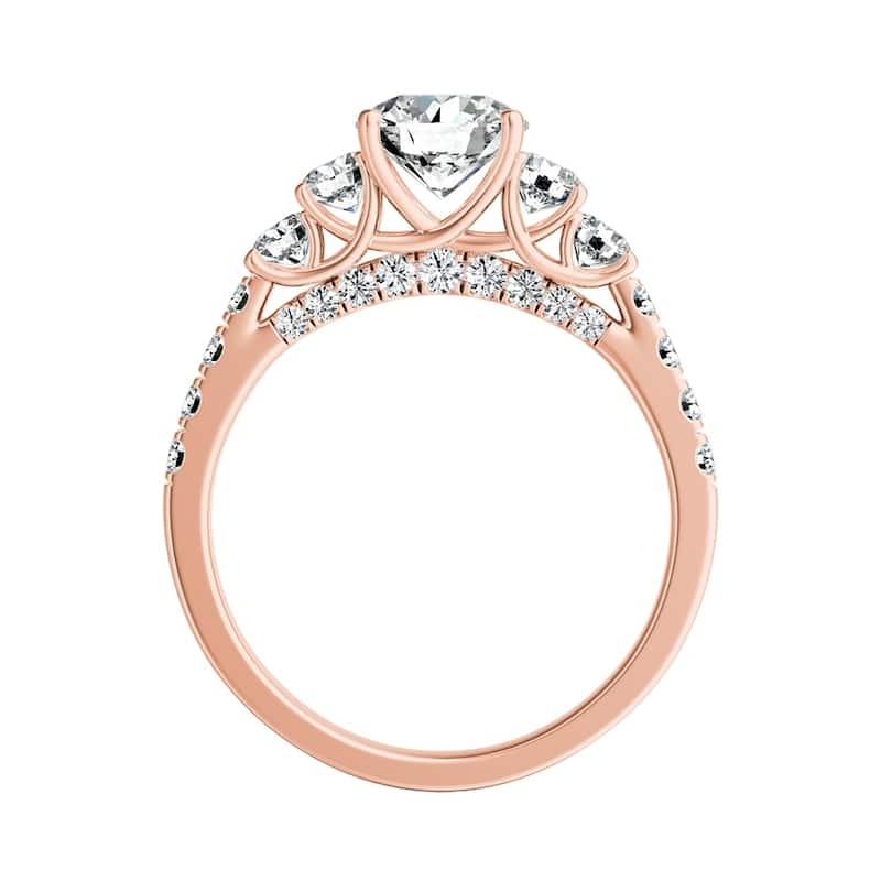 Auriya 14k Gold 1ct Moissanite and 5-Stone Diamond Engagement Ring 3/4ctw