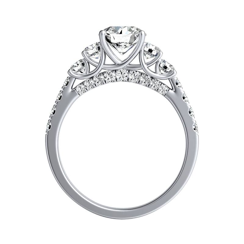 Auriya 14k Gold 1ct Moissanite and 5-Stone Diamond Engagement Ring 3/4ctw