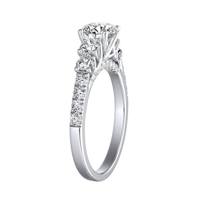 Auriya 14k Gold 1ct Moissanite and 5-Stone Diamond Engagement Ring 3/4ctw