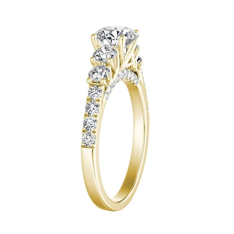 Auriya 14k Gold 1ct Moissanite and 5-Stone Diamond Engagement Ring 3/4ctw
