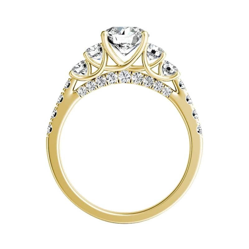 Auriya 14k Gold 1ct Moissanite and 5-Stone Diamond Engagement Ring 3/4ctw