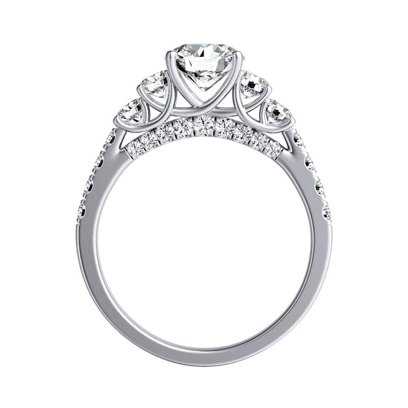 Auriya 14k Gold 2ct Moissanite and 5-Stone Diamond Engagement Ring 3/4ctw